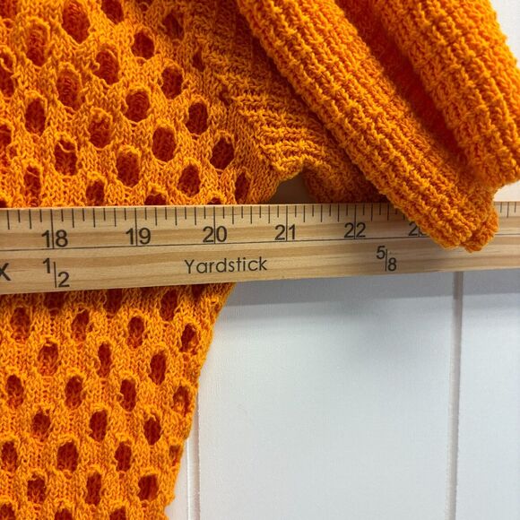 Crochet Midi Dress Women Large Orange‎ Maximalist Boho Festival Beach Semi-sheer - Picture 6 of 8